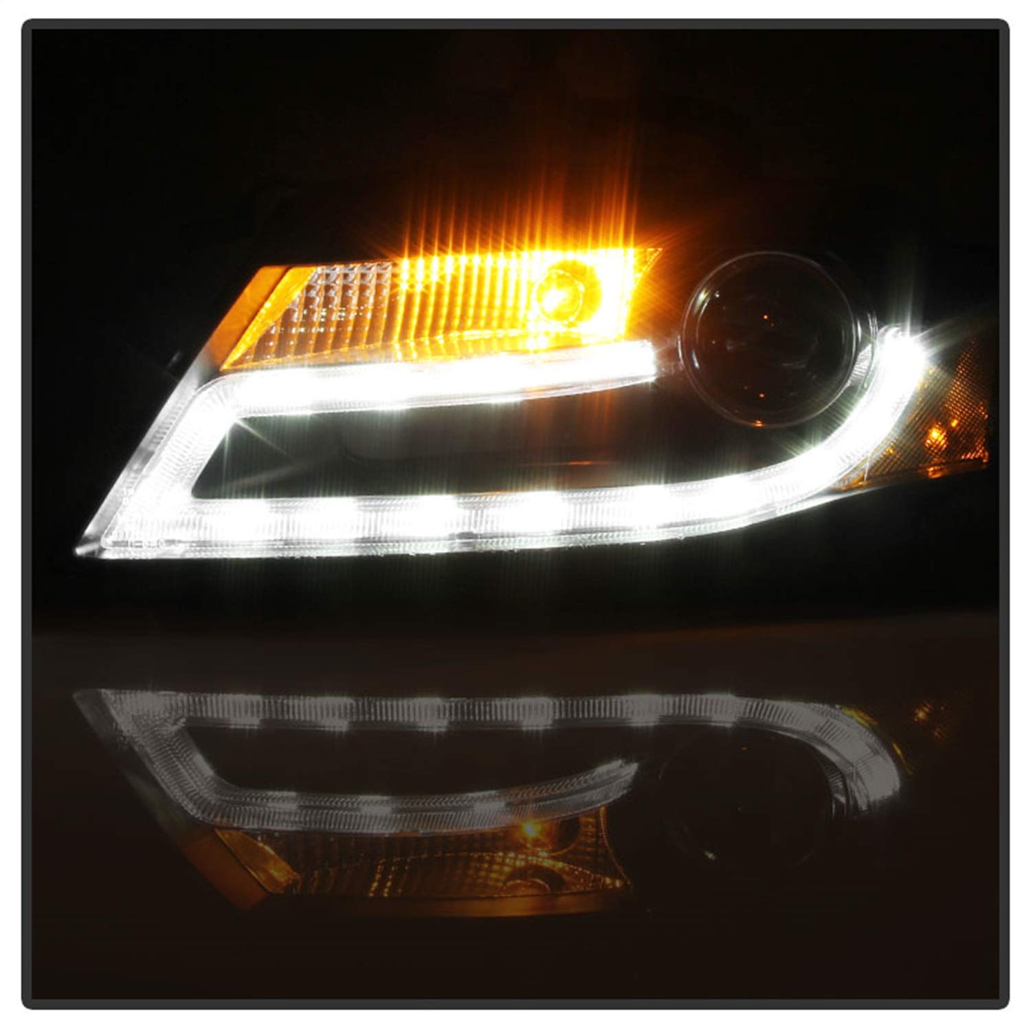 Audi A4 LED Halo Projector Headlight Spyder Auto PRO-YD-AA408-HID-DRL-BK