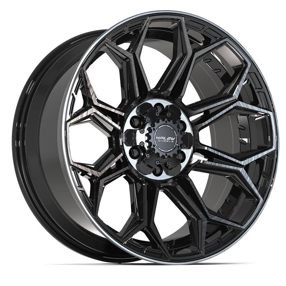 20 Inch 4PLAY Wheels Rim 4P83 Fits 6x135 & 6x139.7 20x9 Gloss Black Brushed with Tinted Clear (1)
