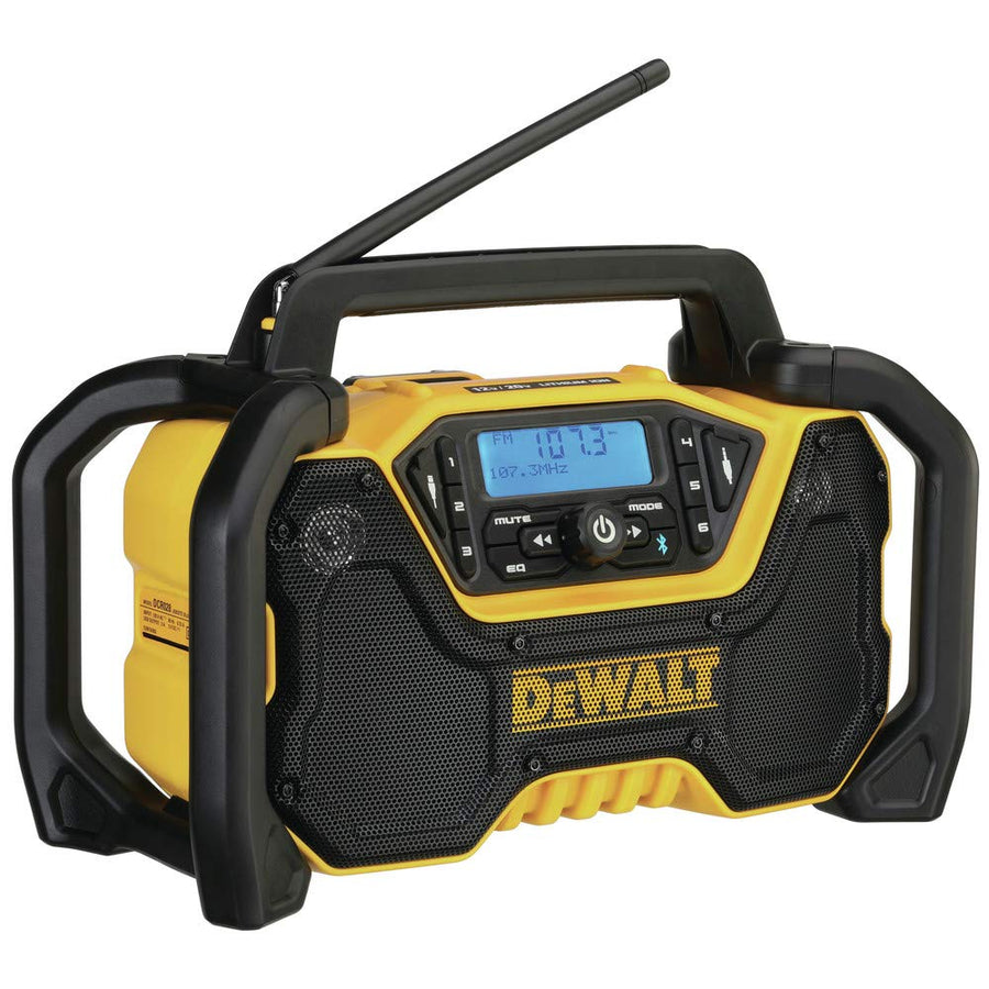 DEWALT Portable Bluetooth Radio 12V/20V MAX, Cordless, 100 ft Range, 3.5” Subwoofers, Jobsite (DCR028B)