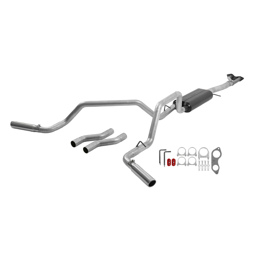 Flowmaster American Thunder 817470 Cat-Back Exhaust Kit Dual 2.5 Inch Stainless Steel 3 Inch Stainless Steel Tips Compatible with 1996-1999 Chevy Silverado, GMC Sierra 1500 5.7L Extended Cab Short Bed