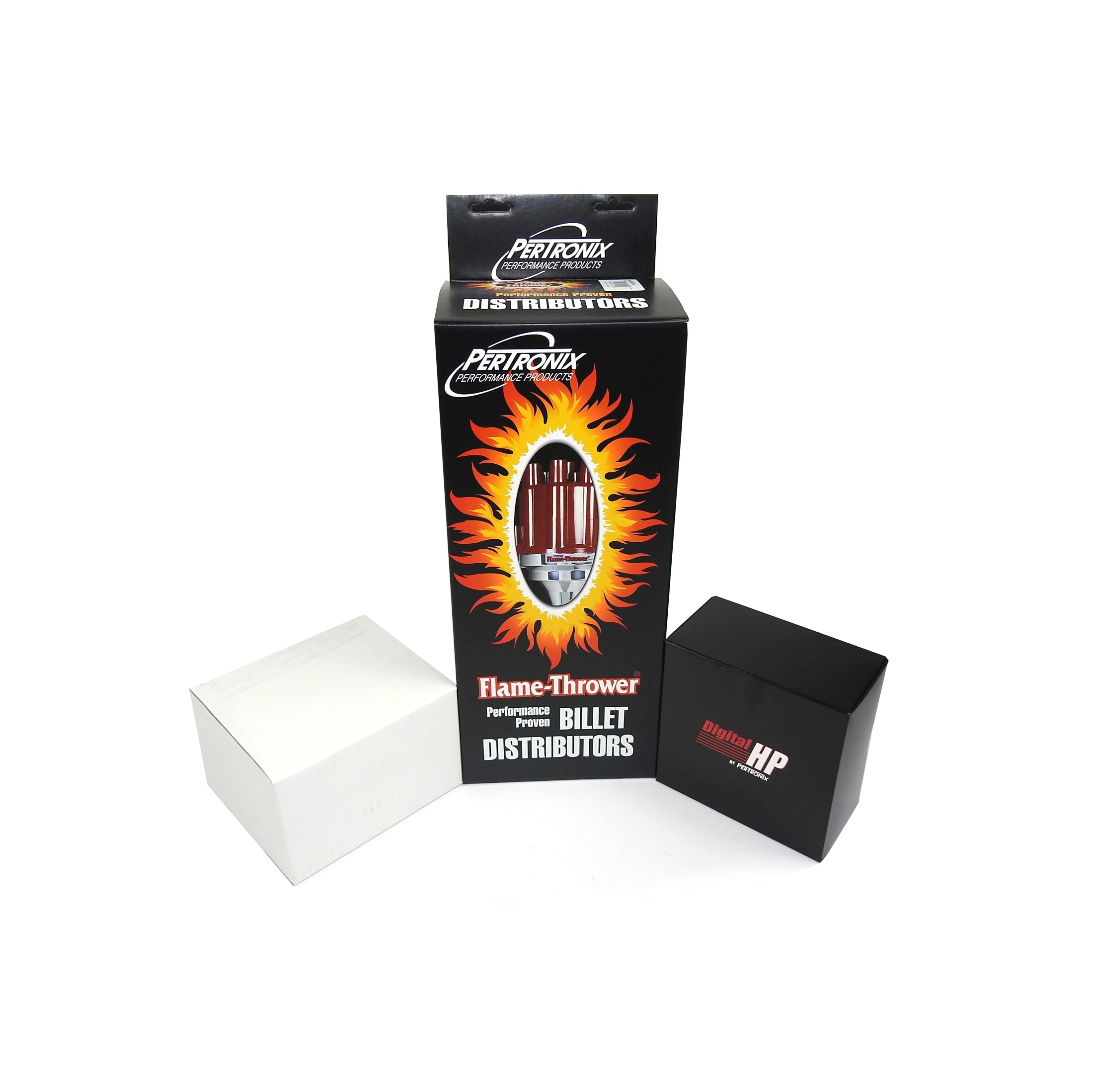 HP01 Pertronix Bundle Digital HP Ignition Box (Chevy SB/BB Mag Trigger Billet Distributor Black Male Cap, HP E-core 45,000 Volt .02 Ohms Coil), 1 Pack