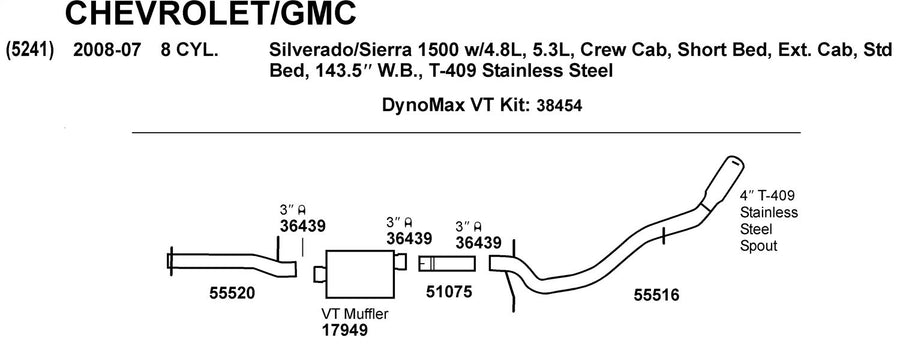 Exhaust Pipe Dynomax 55520 for Chevrolet Silverado 1500