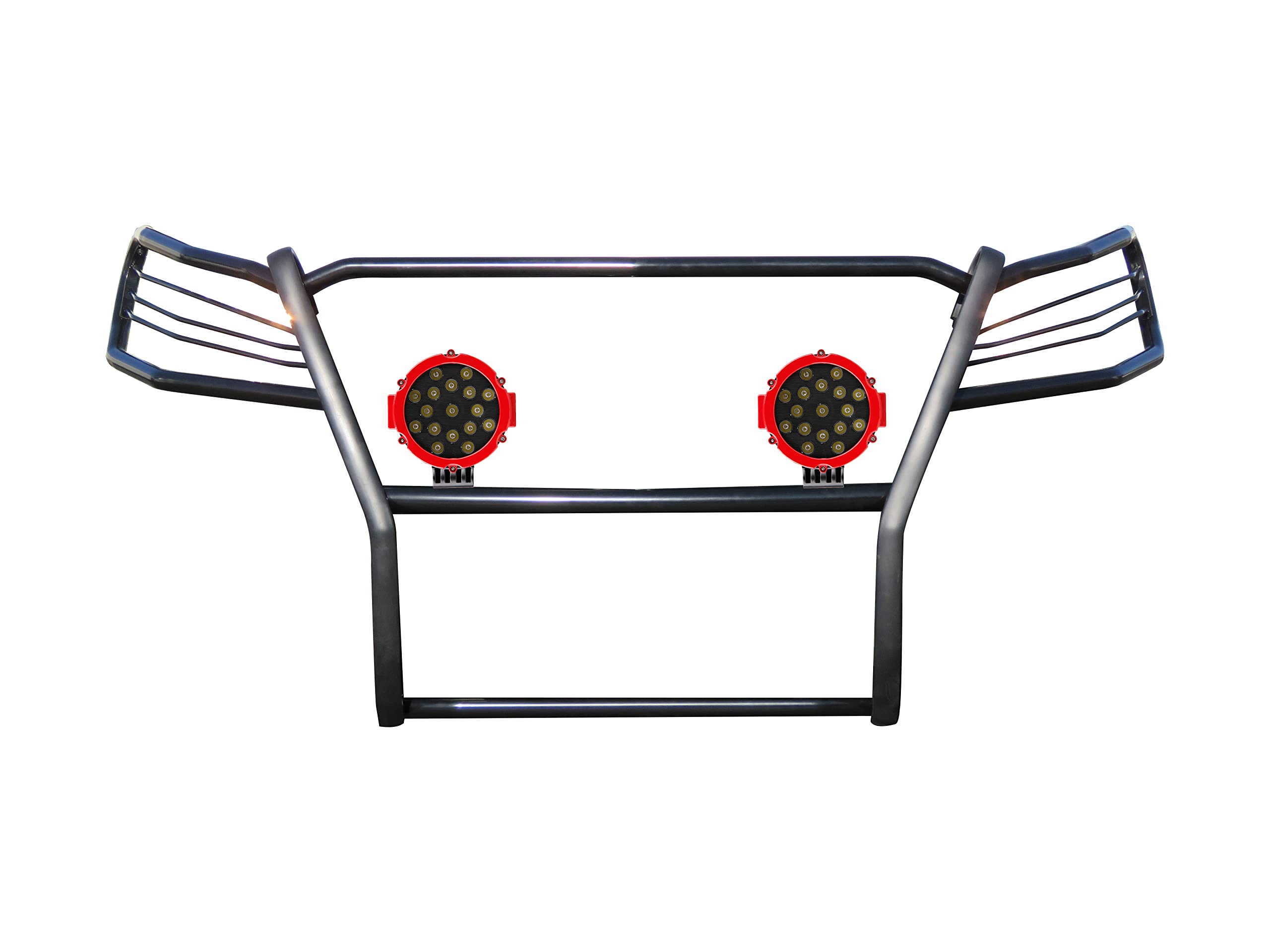 Bumper Guard Black Horse Grille brush Modular W/ pair of 7.0"LED Lights Compatible with 07-09 Dodge-Freightliner Sprinter 2500/3500|07-11-Benz Sprinter|10-18-Benz sprinter 2500/3500-17D502MA-PLR