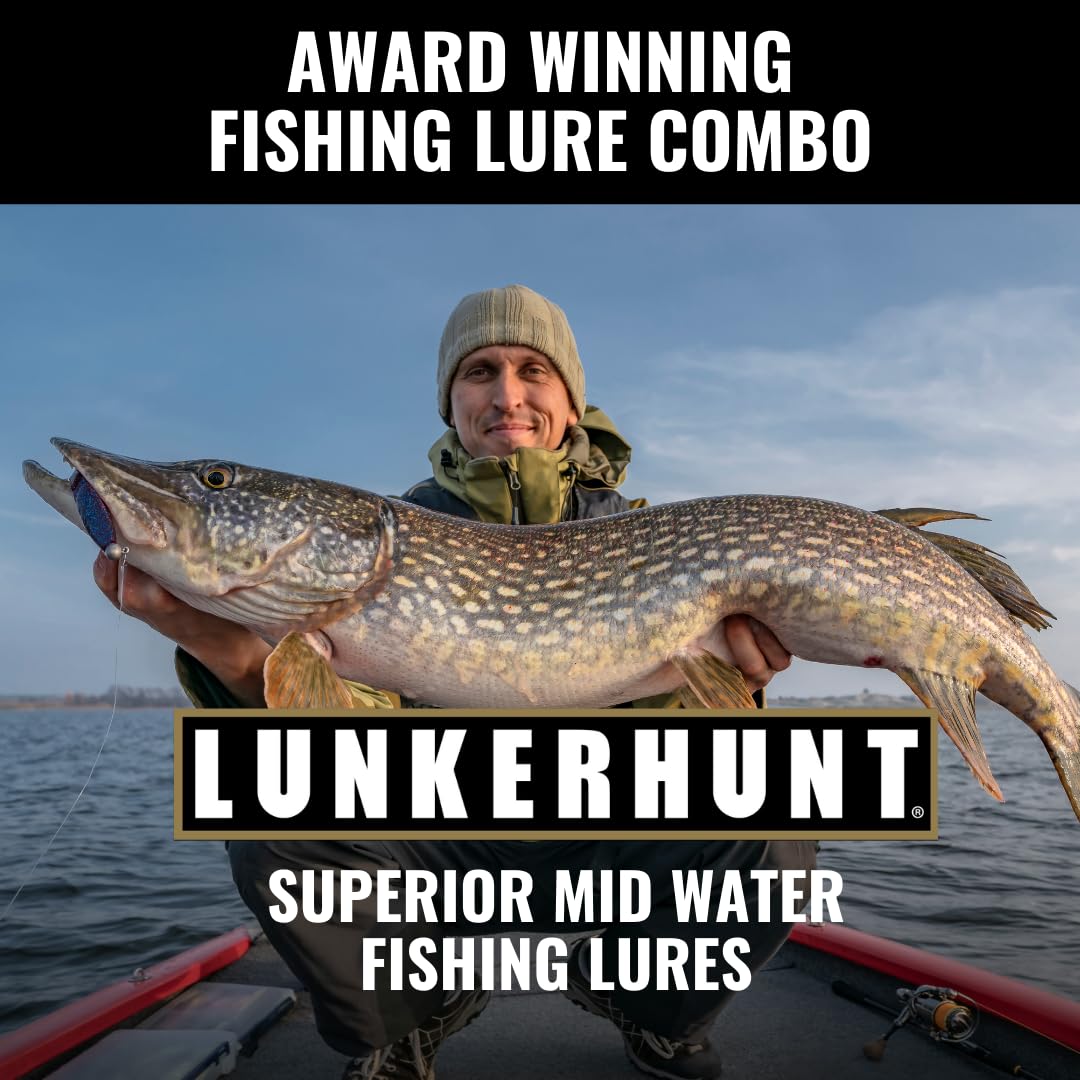 MID LUNKERHUNT Water Crankbaits – 4-Pack | Premium Hard Bait Fishing Lures for Bass, Walleye & Saltwater | Ideal for Deep Water Action