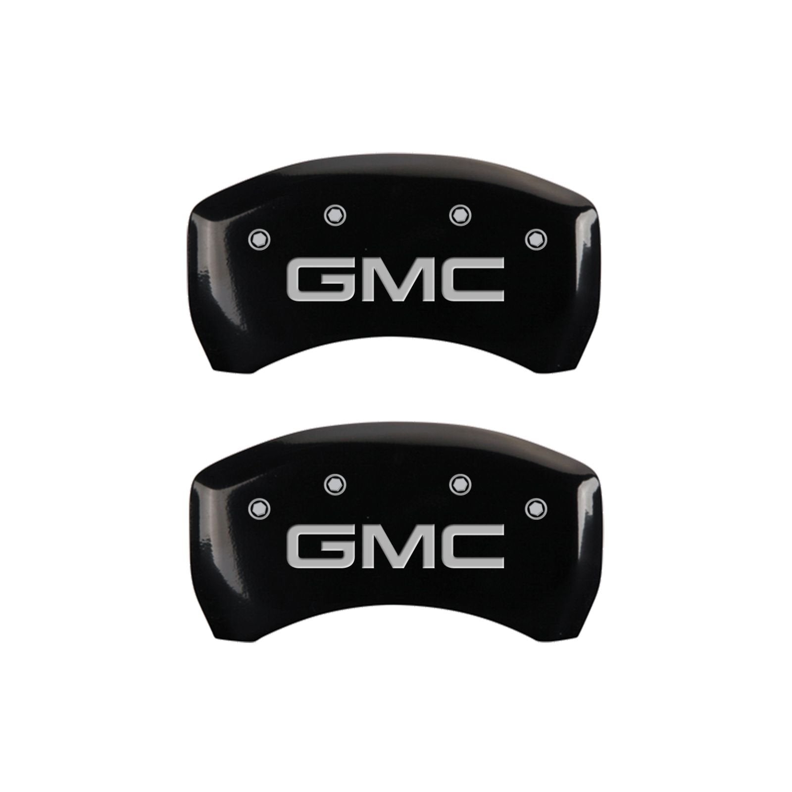 MGP Caliper Covers 'GMC' Engraved Black Powder Coat Finish 34209SGMCBK with Silver Characters, (Set of 4)
