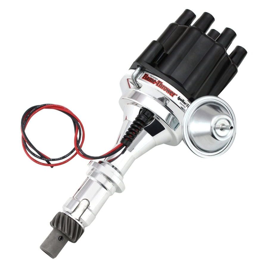 Pertronix D7120700 Flame-Thrower Black Cap Vacuum Advance Billet Electronic Distributor with Ignitor III Technology for Pontiac V8