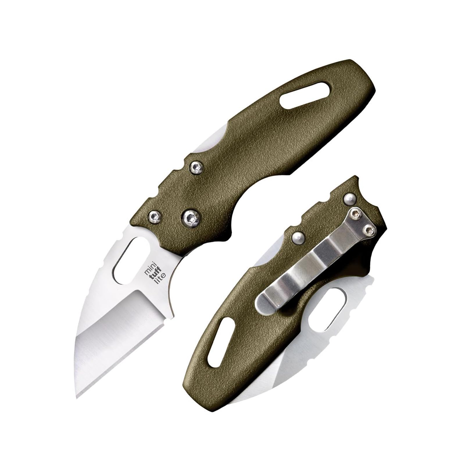 Mini Tuff Lite Cold Steel 2" 4034SS Sheepsfoot Razor-Sharp Blade 3" Griv-Ex OD Green Handle Everyday Carry Pocket Folding Knife
