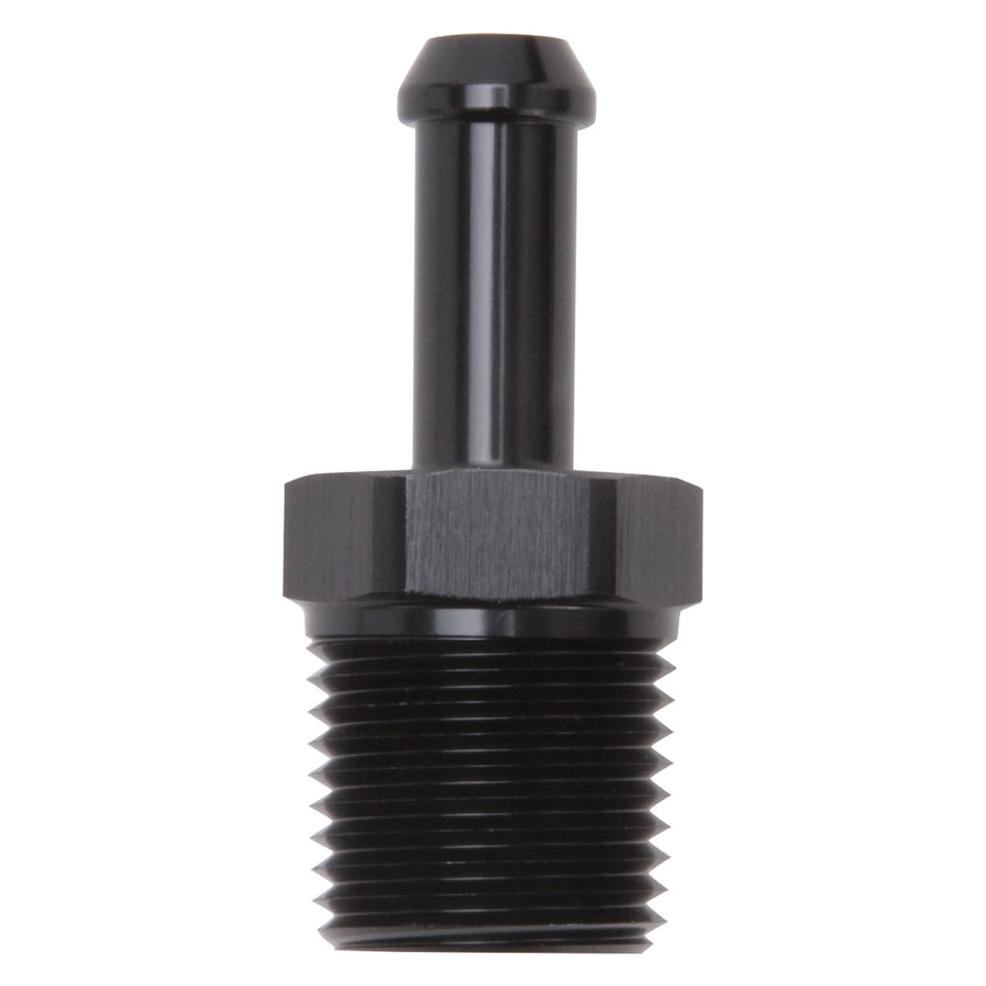 Edelbrock Heater Hose Fitting 8185 Straight 1/2 in. NPT and 3/8 in. Barb Black