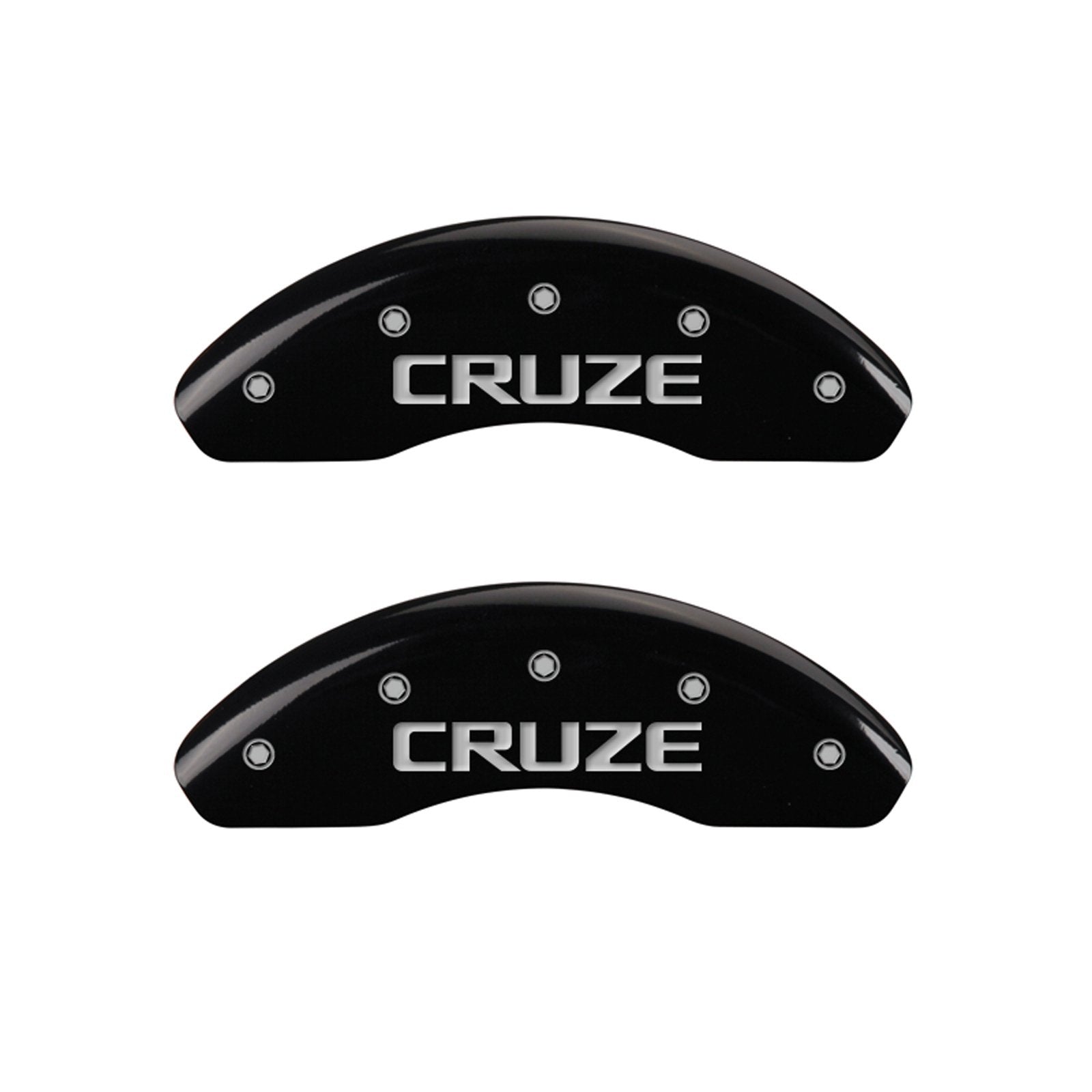 MGP Caliper Covers 'Cruze' Engraved Front Caliper Cover with Black Powder Coat Finish 14208FCRZBK, (Set of 2)