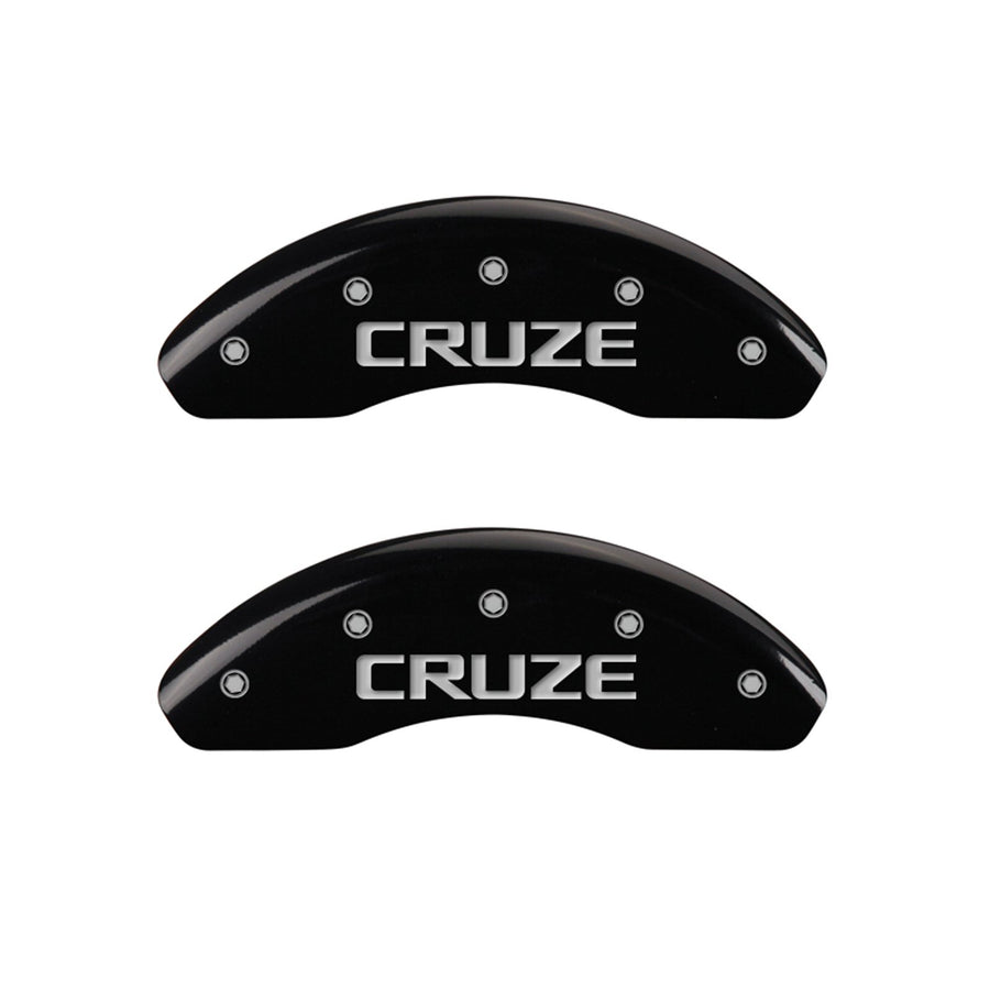 MGP Caliper Covers 'Cruze' Engraved Front Caliper Cover with Black Powder Coat Finish 14208FCRZBK, (Set of 2)