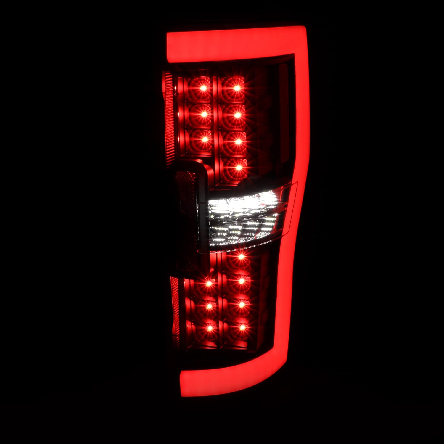 Matte Black LED Tail Lights w/White LED Tube SPEC-D TUNING Compatible with 2017-2019 Ford F250/350/450/550, Left + Right Pair Tail Lamp Assembly