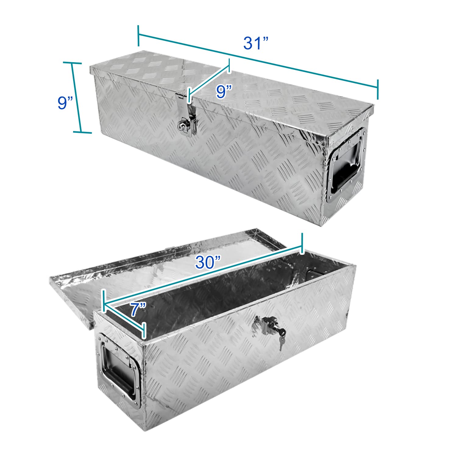 Heavy Duty Spec-D Tuning 31" Aluminum Tool Box Truck Pickup Trailer Underbody Storage + Handles