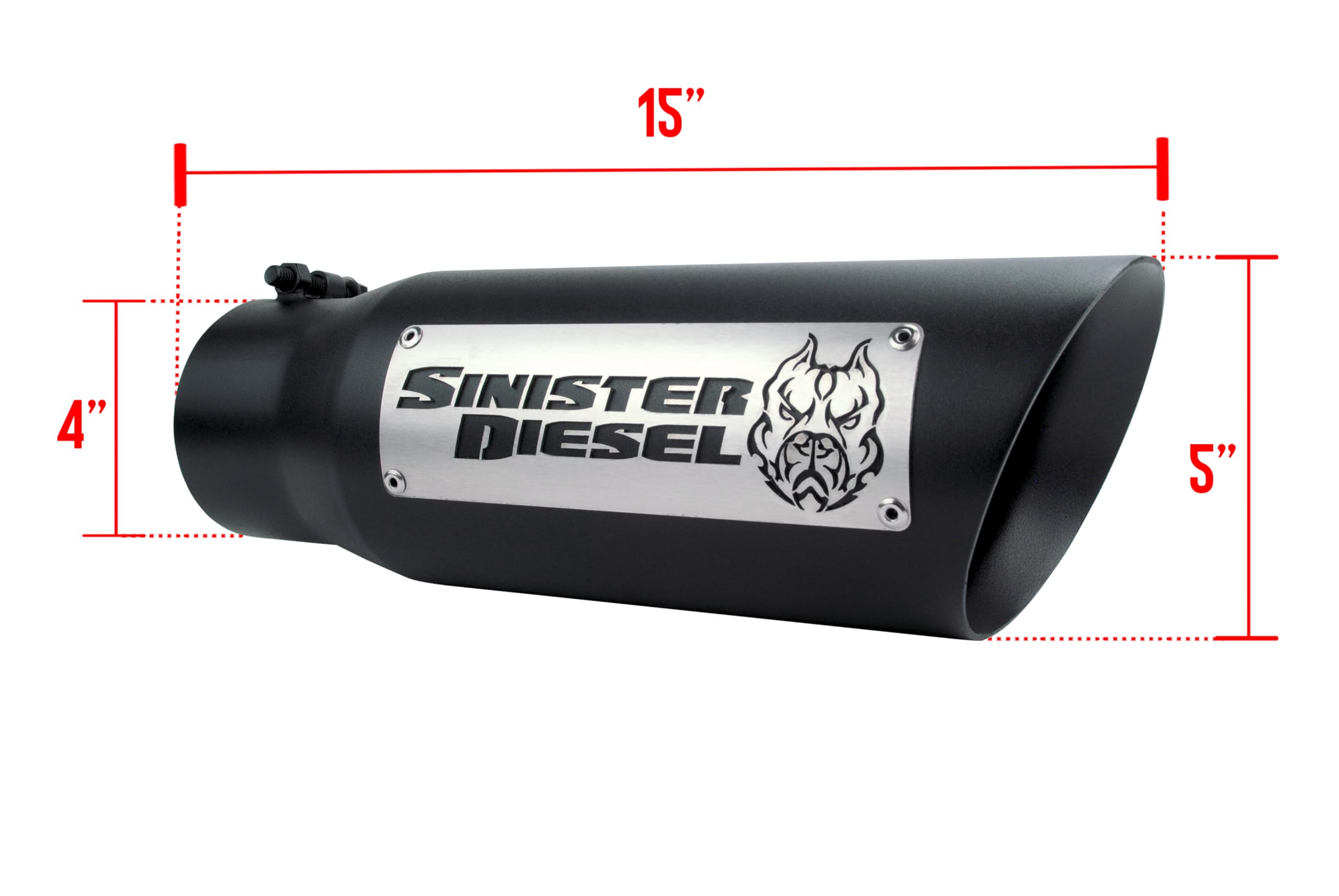 Dual Wall Sinister Diesel Exhaust Tip W/Angle Cut 4" to 5" Black