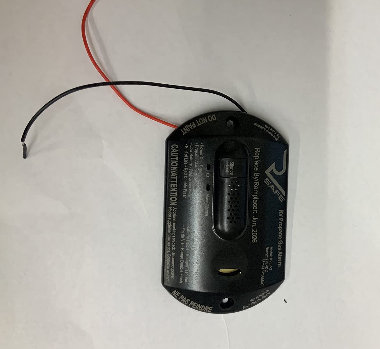 RVLP-2B RV Safe Propane Gas Alarm - 2-Wire, Black