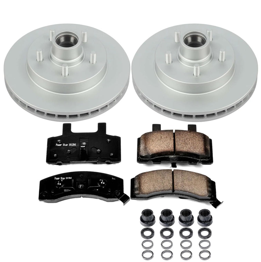 Power Stop Front Coated Rotor Kit-Coated Brake Rotors & Ceramic Brake Pads CRK1991,Z17 For Chevrolet Tahoe 1998-2000, GMC Yukon 1998-1999 [Model Specific]