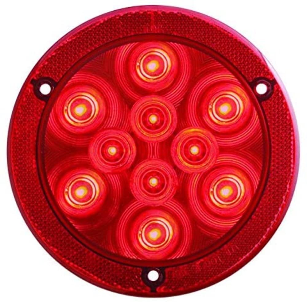 Optronics 4" Round Sealed LED Light with Reflex Flange, Red STL43RBXS
