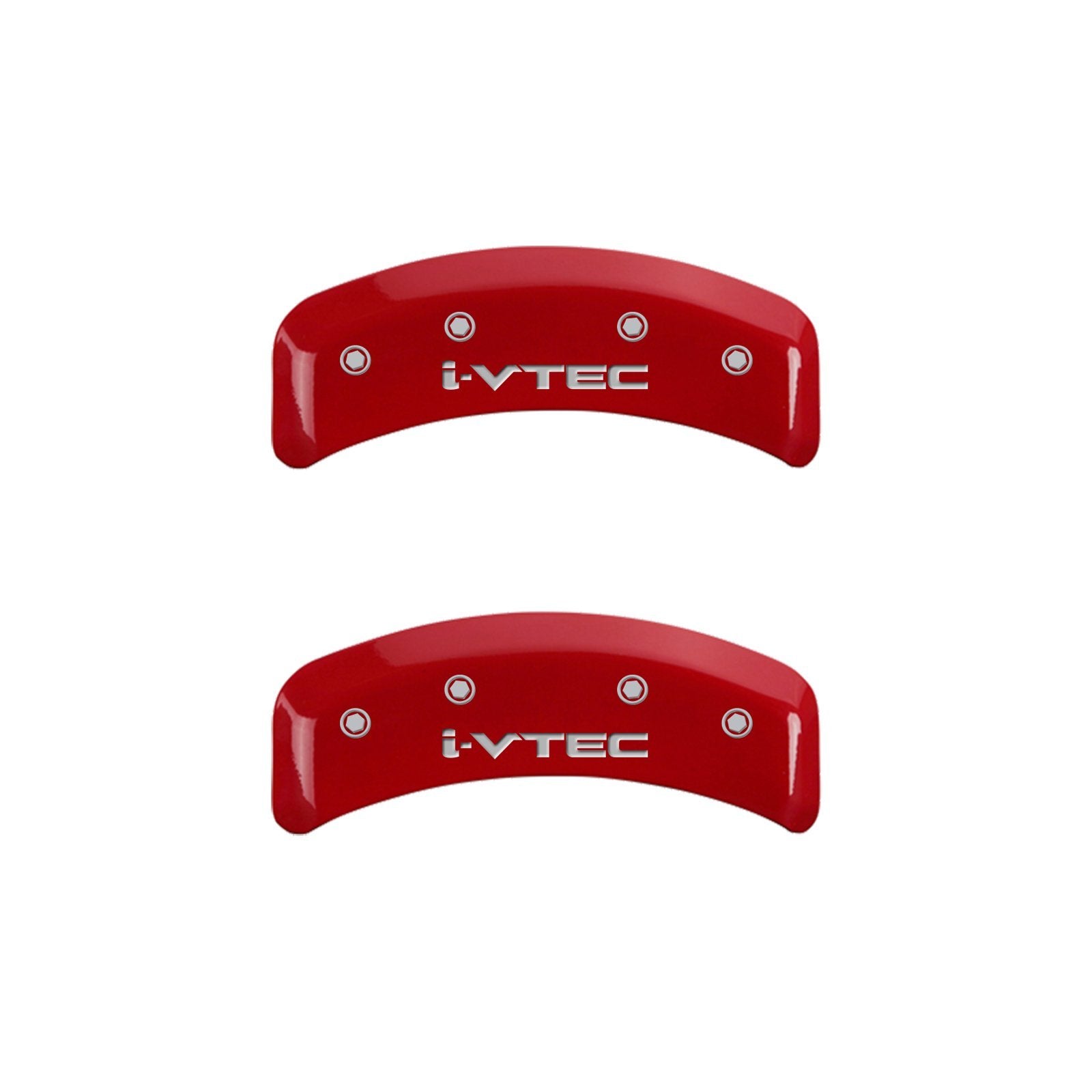 MGP Caliper Covers Front and Rear 20130SIVTRD Red Powder Coat Finish, Set of 4 (i-Vtec Silver Characters, Engraved)