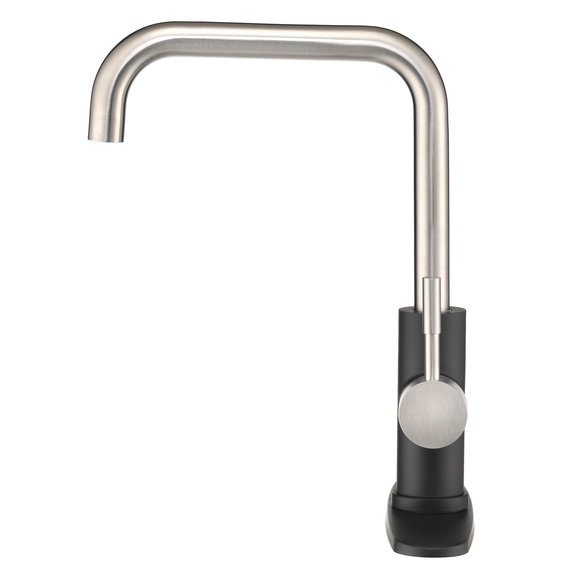 Dura Faucet Squared-Arc RV Single Handle Kitchen Sink Faucet - Optional Deck Plate (Matte Black/Brushed Satin Nickel)