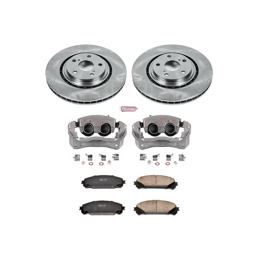 Power Stop KCOE4713A Replacement Autospeciality Front Caliper Kit- OE Rotors, Ceramic Brake Pads, Calipers For Lexus RX350, Toyota Highlander, Toyota Sienna [Model Specific]