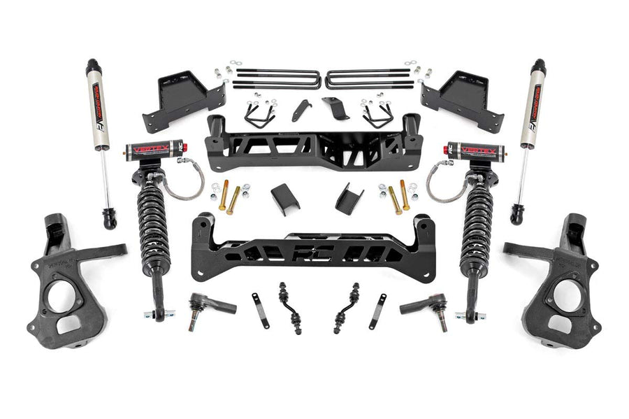 7" Rough Country Suspension Lift Kit with Vertex Coilovers/V2 Shocks for Chevy Silverado & GMC Sierra 1500 2WD (2014-2018 w/Stock Cast Steel Control Arms)