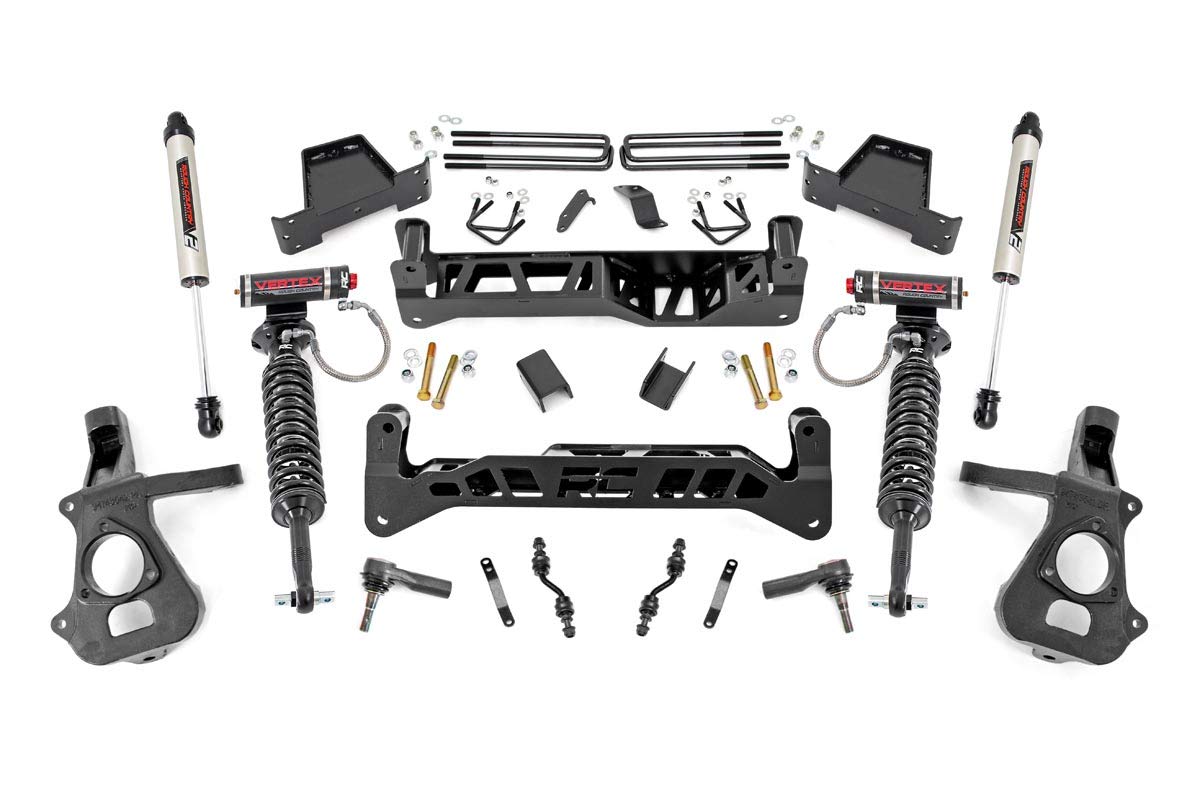 7" Rough Country Suspension Lift Kit with Vertex Coilovers/V2 Shocks for Chevy Silverado & GMC Sierra 1500 2WD (2014-2018 w/Stock Cast Alu or Stamped Steel Control Arms)