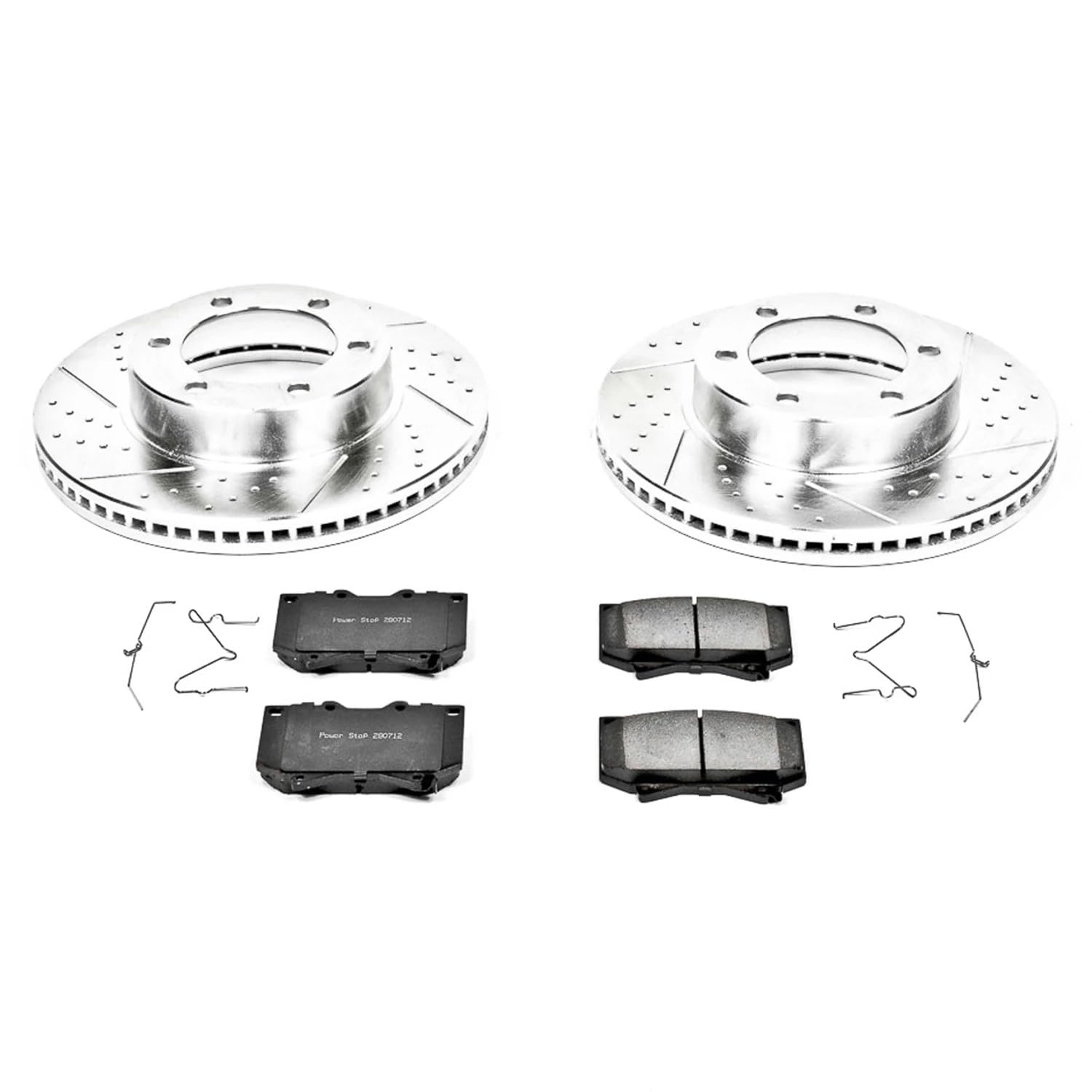 Power Stop K2323 Front Brake Pads Z23 Carbon Fiber with Drilled & Slotted Brake Rotors Kit For Toyota Sequoia 2001-2002, Toyota Tundra 2000-2002 [Model Specific]