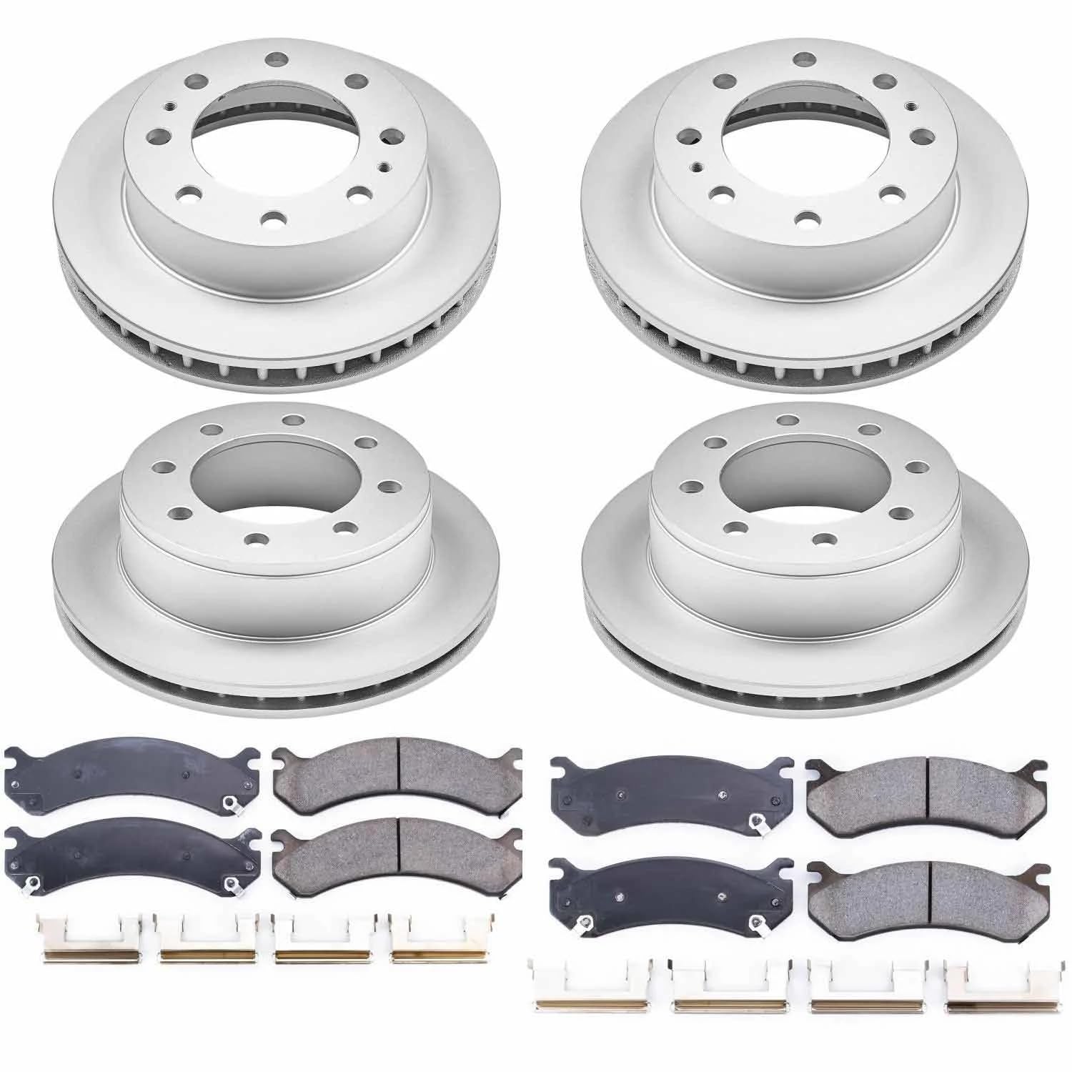 Power Stop CRK2027 Brake Rotor Coated & Ceramic Brake Pads- front & rear For Avalanche 2500, Silverado 2500, Suburban 2500, Suburban 2500, Sierra 2500, Yukon XL 2500, Yukon XL 2500 [Model Specific]