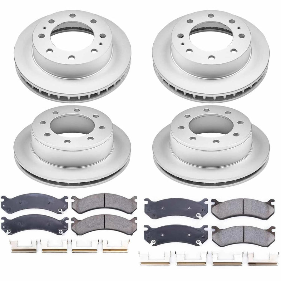 Power Stop CRK2027 Brake Rotor Coated & Ceramic Brake Pads- front & rear For Avalanche 2500, Silverado 2500, Suburban 2500, Suburban 2500, Sierra 2500, Yukon XL 2500, Yukon XL 2500 [Model Specific]