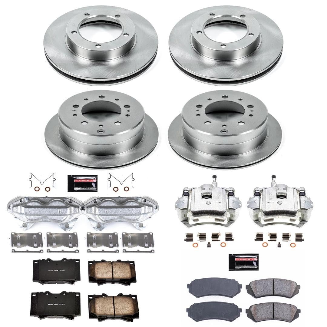 Power Stop KCOE1133 Replacement Autospecialty Front and Rear Caliper Kit-Rotors, Ceramic Brake Pads, Calipers For Lexus LX470 1998-2002, Toyota Land Cruiser 1998-2002 [Model Specific]