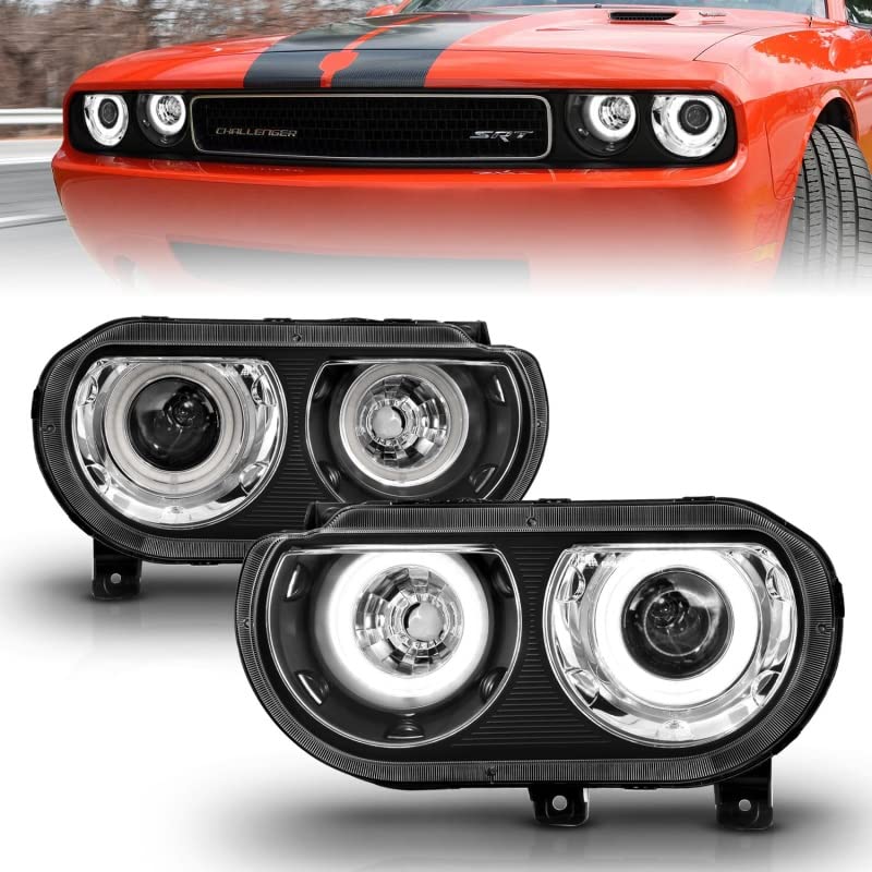 121308 ANZO USA Headlight Set w/CCFL Halo-Black Projector