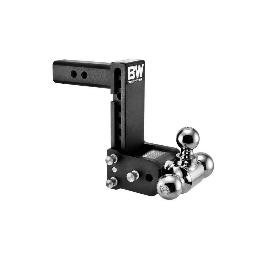 Tow & Stow B&W Trailer Hitches Adjustable Trailer Hitch Ball Mount - Fits 2" Receiver, Tri-Ball (1-7/8" x 2" x 2-5/16"), 7" Drop, 10,000 GTW - TS10049B