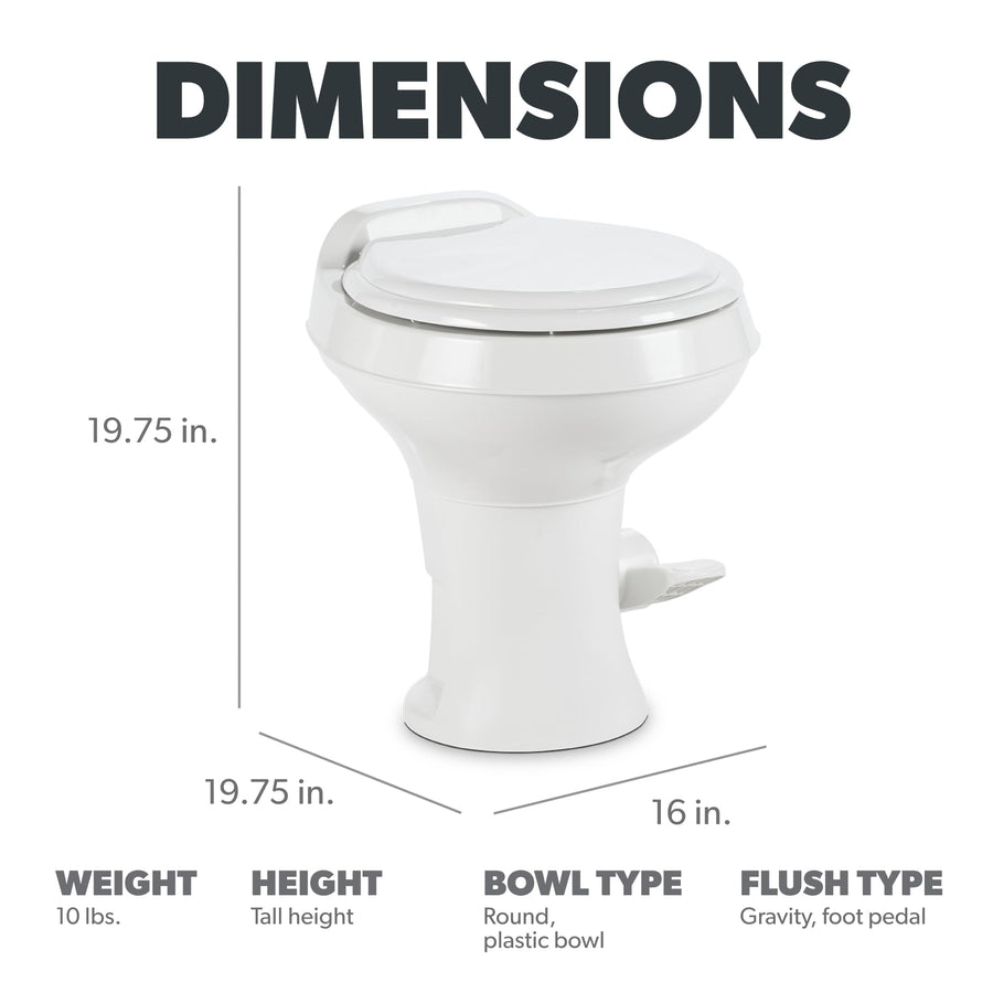 300 Series Dometic Standard Height Toilet, White