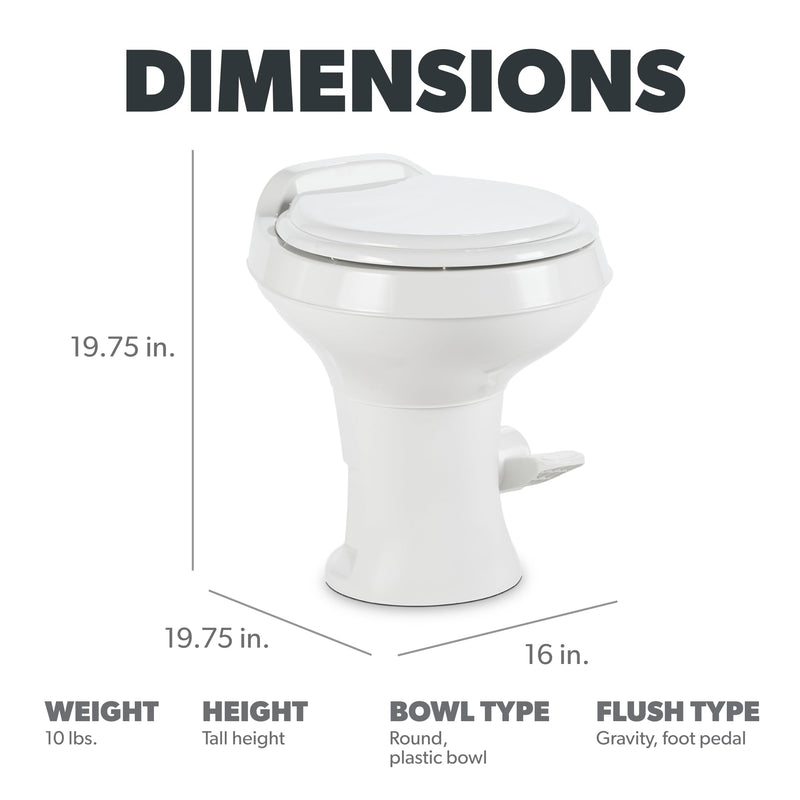 300 Series Dometic Standard Height Toilet, White