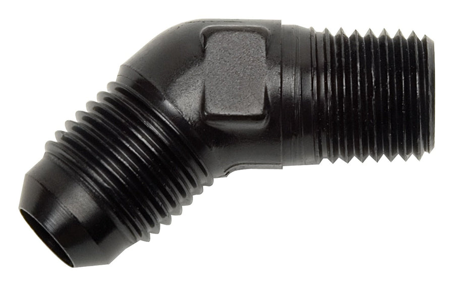 Edelbrock Russell 660943 Black -4 AN to 1/8" NPT 45 Degree Flare to Pipe Adapter