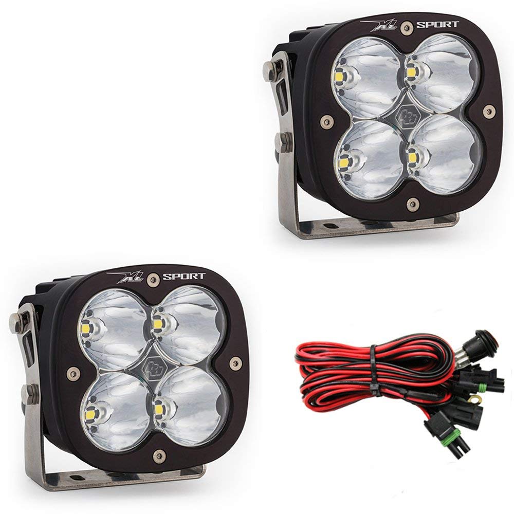 XL Sport Baja Designs LED Light Pod Pair for Jeeps, Off Road 4x4, Trucks, UTV - 2 PCS LED with Wiring Harness (Spot; Clear)