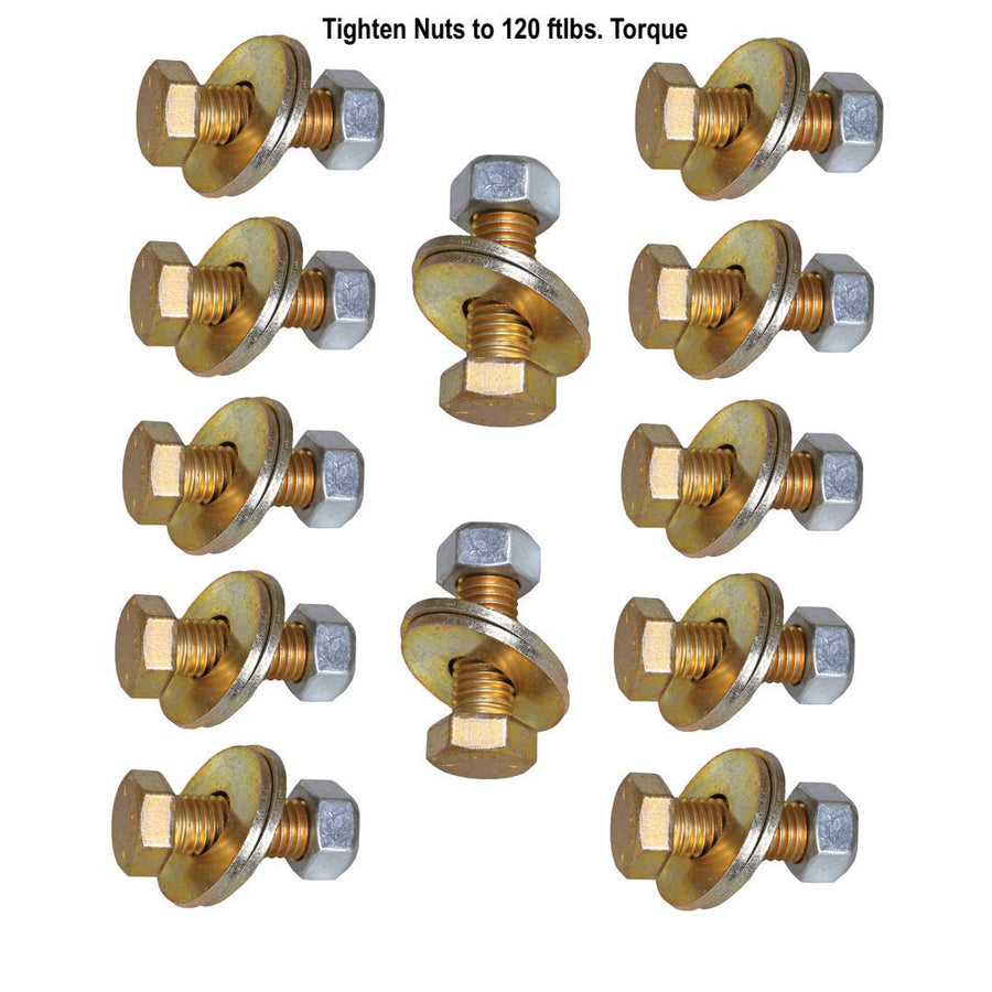 GEN-Y Mount/Bolt Executive kit, 12-5/8” x 2” Grade 8 Bolts, 12-5/8" Steel Lock Nuts, 24 - Flat washers