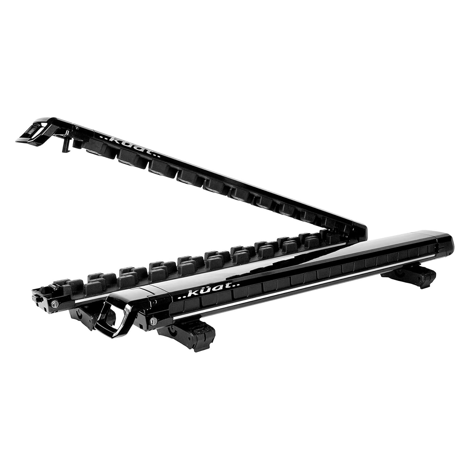 Grip 6 KUAT Durable Universal Car SUV Rooftop Crossbars Mounted Winter Sports Gear Hauling Transportation Slide-Out Locking Clamshell Rack, Fits 6 Skis/4 Snowboards - Black Metallic with Gray Anodize