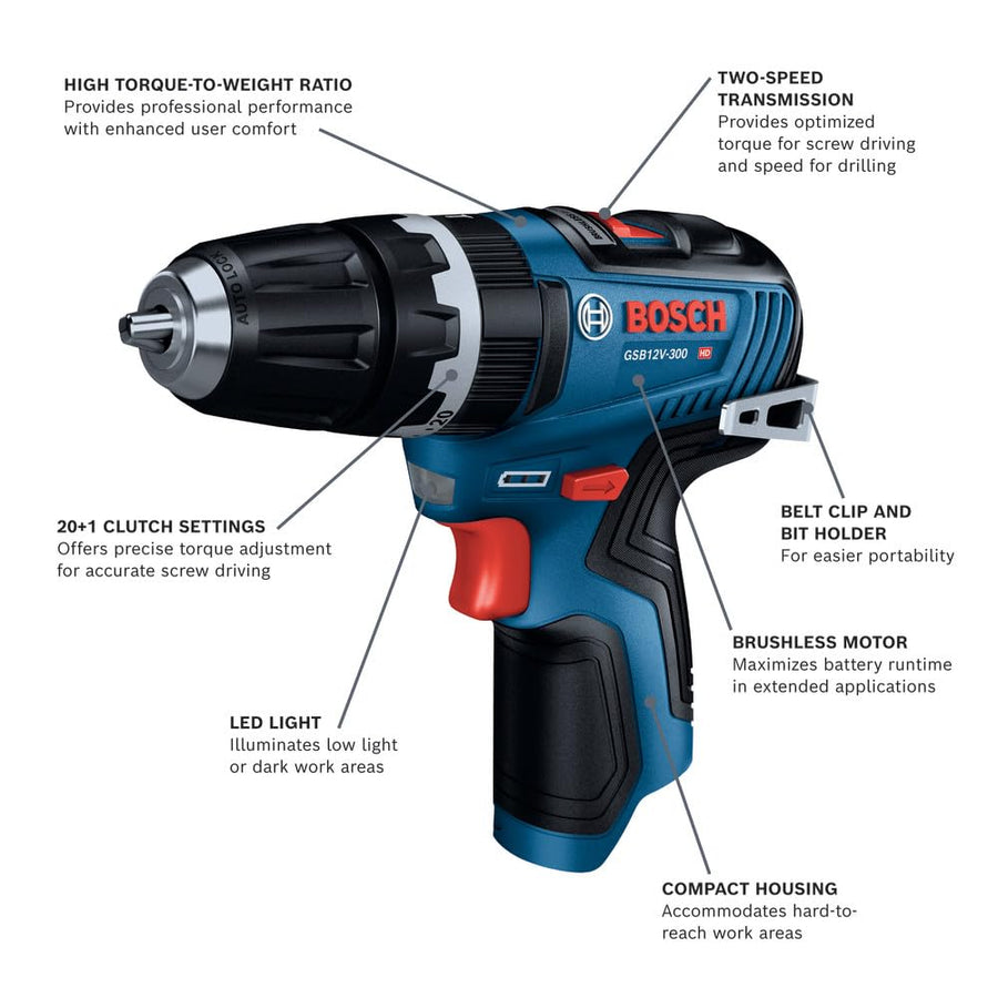 12V Max Bosch GSB12V-300 Brushless 3/8 In. Hammer Drill/Driver (Bare Tool)