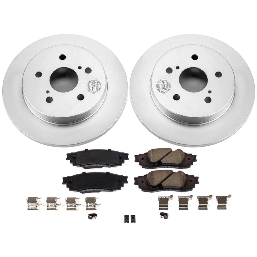 Power Stop CRK8333 Brake Pads Kit and Rear Coated Brake Rotors For ES250, ES300h, ES350, UX200, UX250h, Avalon, C-HR, Camry, Corolla Cross, RAV4, Venza [Model Specific]
