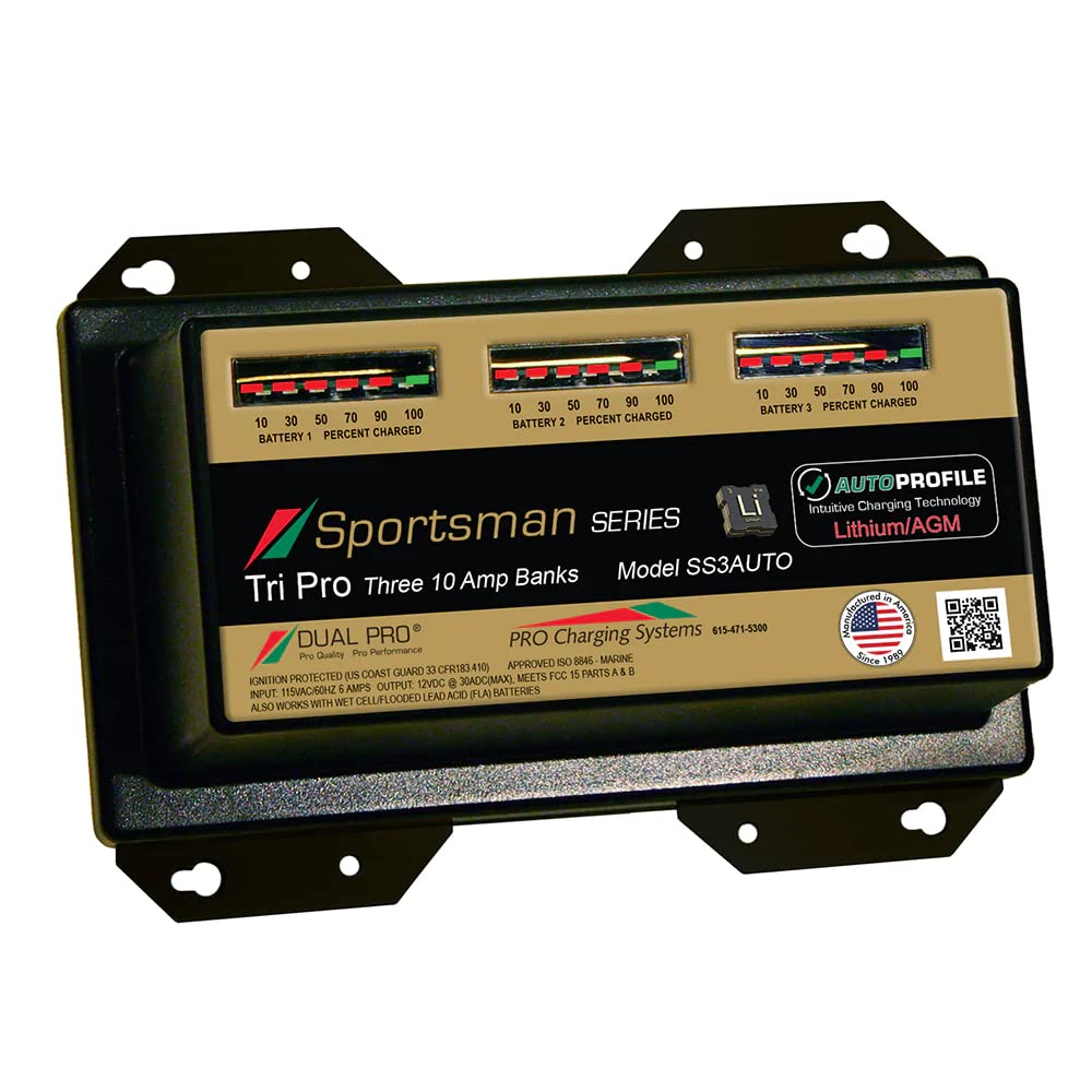 Dual Pro Cabilock SS3 Auto 10A - 3-Bank Lithium/AGM Battery Charger