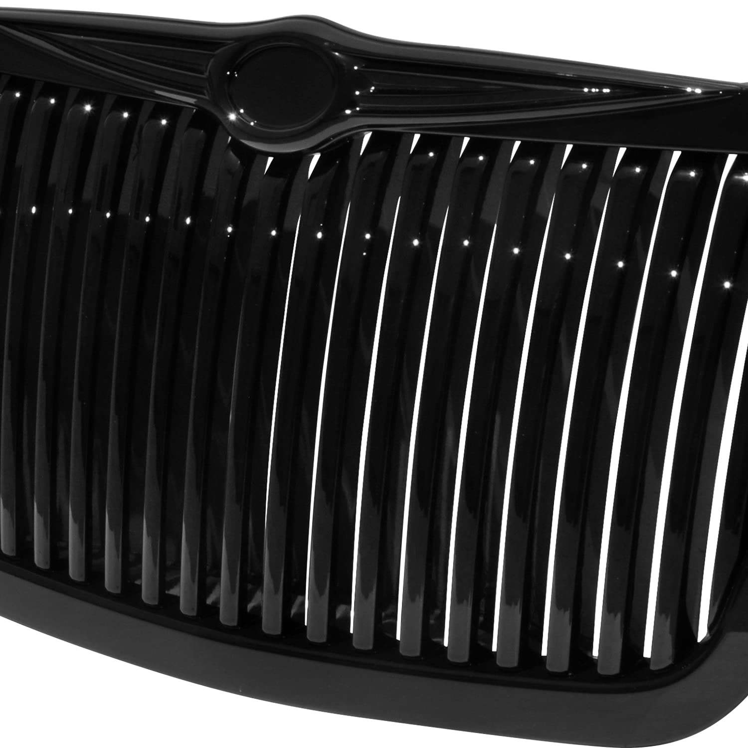 Spec-D Tuning Front Vertical Grill Hood Grille Black Compatible with 2005-2010 Chrysler 300 300C