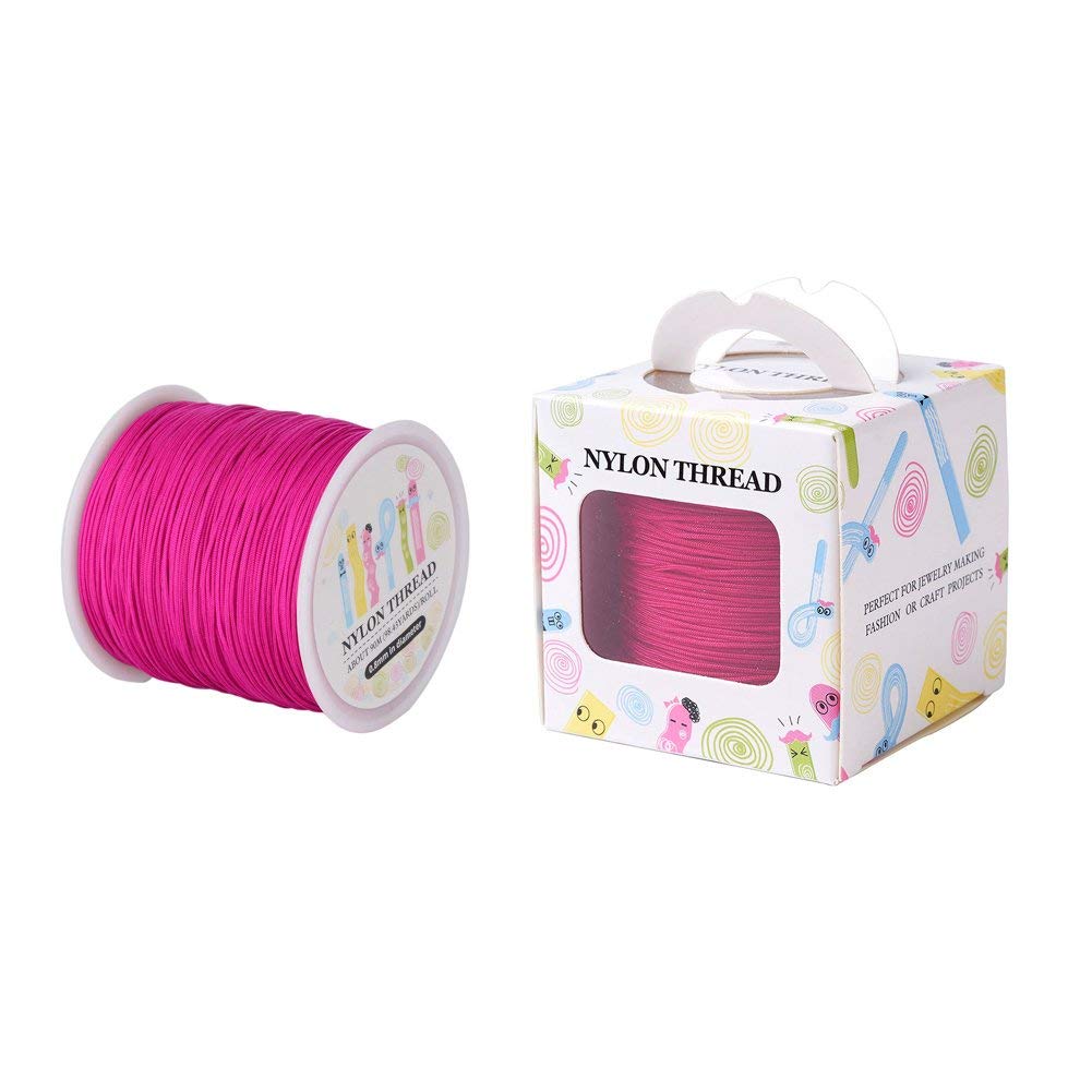 1 Roll JEWELEADER About 98 Yards Braided Nylon Craft Thread Cord 0.8mm Satin Trim Cord Chinese Knotting Beading Cord for DIY Jewellery Making Macrame Kumihimo Shamballa Friendship Bracelets - Camellia
