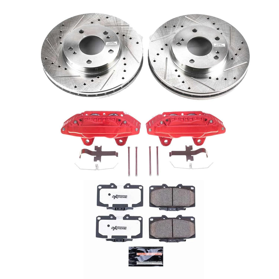 Power Stop Z26 KC3100-26, Front Caliper Kit-Drilled/Slotted Rotors, Carbon Ceramic Brake Pads, Calipers For Nissan 300ZX 1989-1992 [Model Specific]