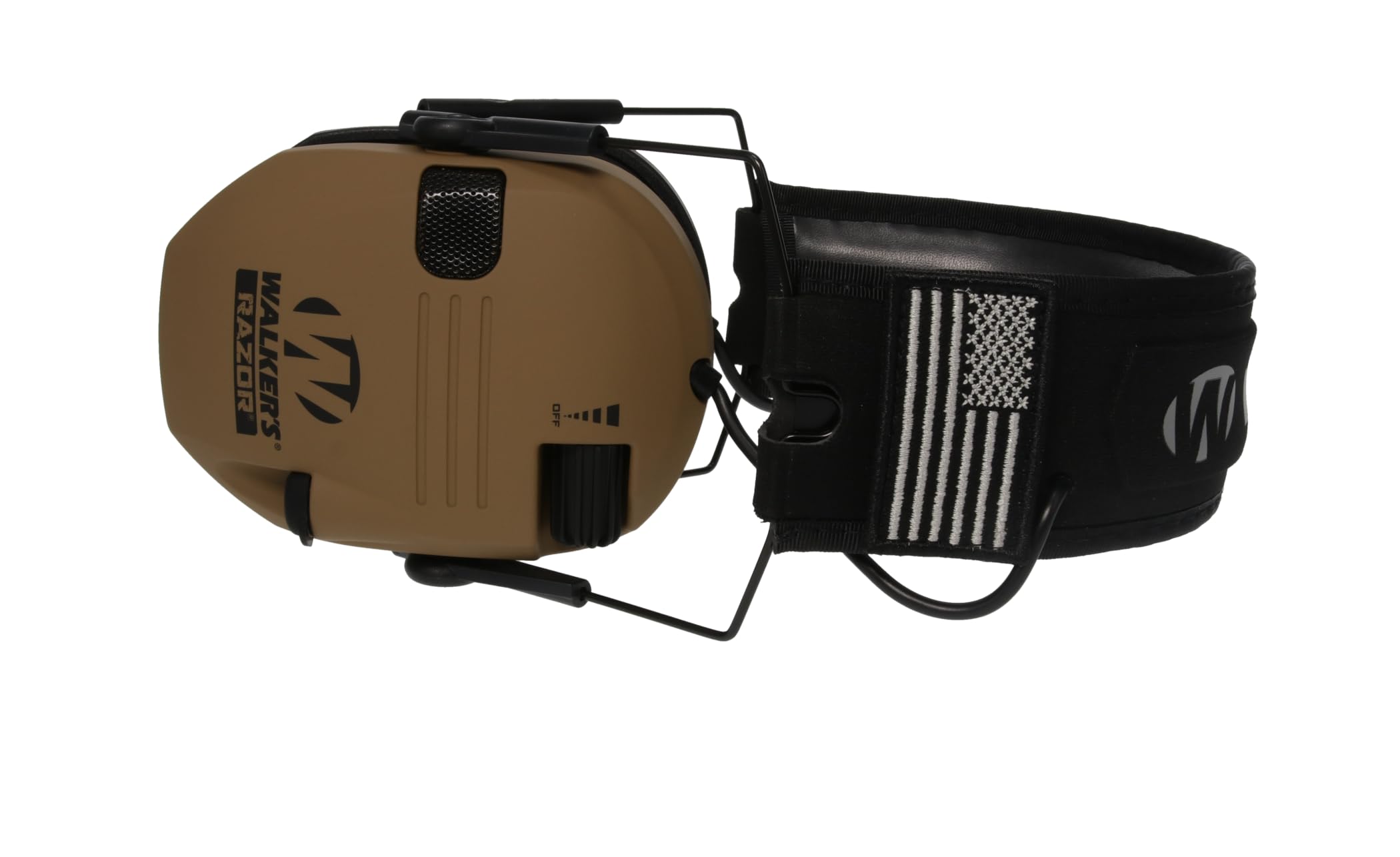 Walker's Razor Slim Ultra Low Profile Compact Design Adjustable Hearing Protection Range Shooting Hunting Electronic Earmuffs, Battle Brown - Patriot Series