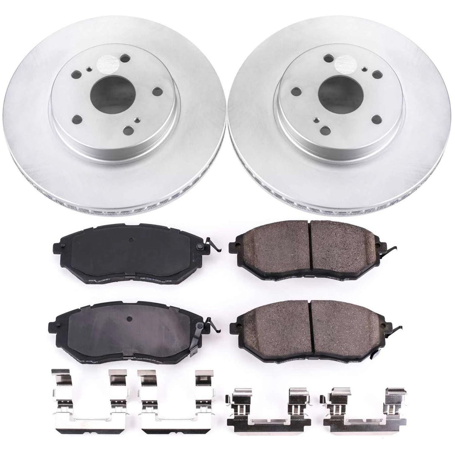 Power Stop Z17 CRK8404 Front Coated Rotor Kit-Coated Brake Rotors & Ceramic Brake Pads For Subaru Legacy 2015 [Model Specific]