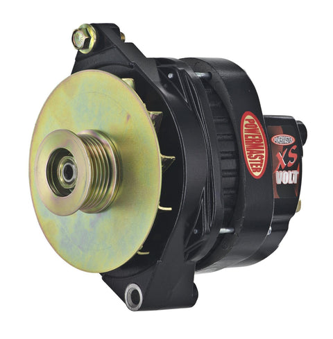 Alt GM CS144 Powermaster Black 200A XS Volt™ 6 grv Pulley/Baffle Str MTG Unthreaded MTG Ear