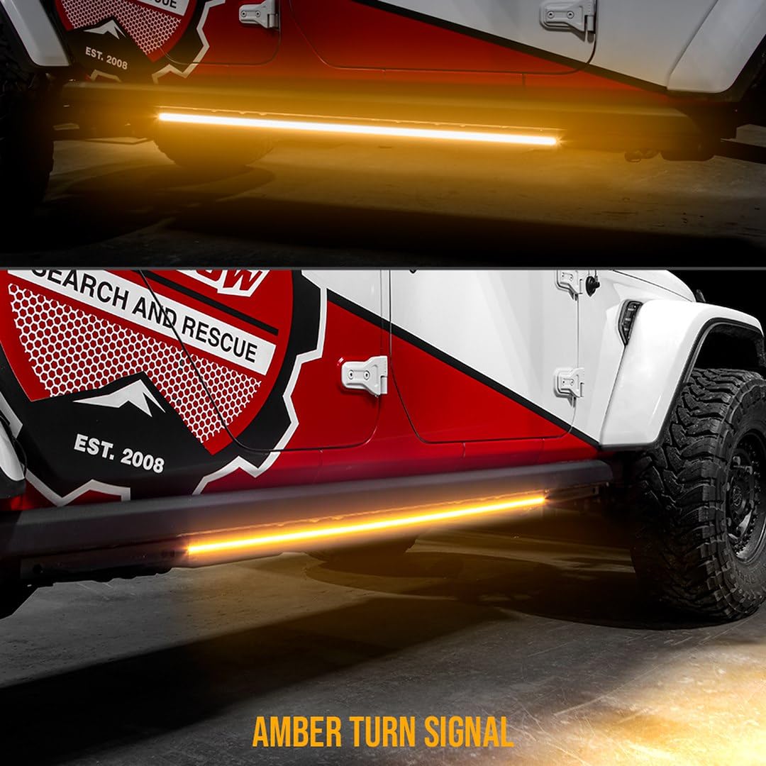 XK GLOW 2x48in White + Amber Jeep & Truck Running Board Light w/Turn Signal XK041022