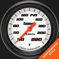 Velocity White Classic Instruments 2 5/8" Stock Eliminator Temperature Gauge VS329WBPF
