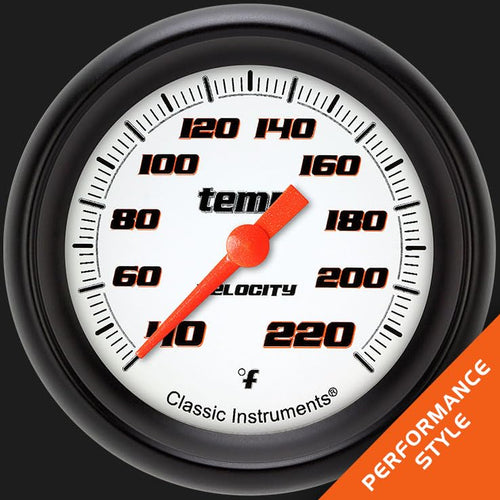 Velocity White Classic Instruments 2 5/8" Stock Eliminator Temperature Gauge VS329WBPF