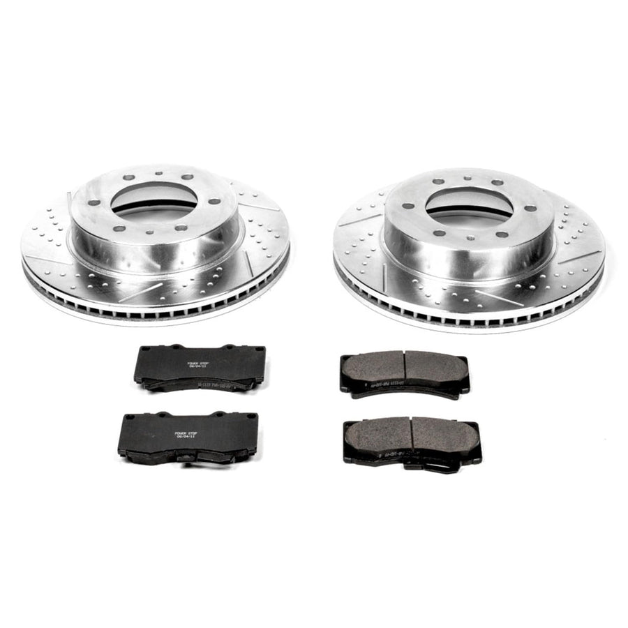Power Stop K3035 Brake Pads Front Z23 Carbon Fiber with Drilled & Slotted Brake Rotors Kit For Hummer H3 2006-2010, Hummer H3T 2009-2010 [Model Specific]